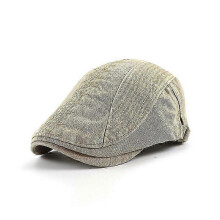 (Beige) Guangdong Old Peaked Cap Men's Embroidered Washed Distressed Advance Hats Casual Middle-Aged And Elderly Sun Hat