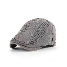 (Gray) Guangdong Old Peaked Cap Men's Embroidered Washed Distressed Advance Hats Casual Middle-Aged And Elderly Sun Hat