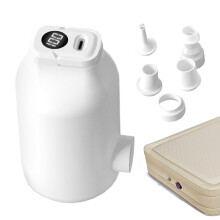 Air Pump Portable Electric With LED And 5 Nozzles For Inflatable Gear, Swim Rings, Air Mattresses, Sleeping Bags White