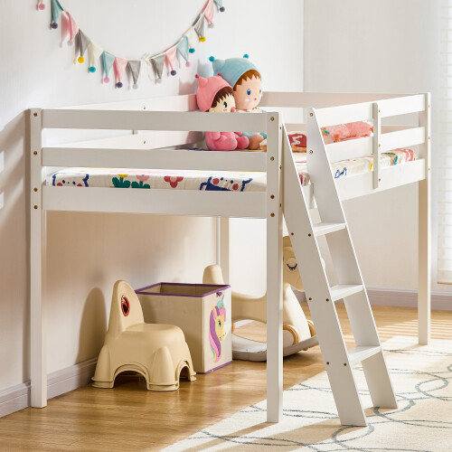 Vida Designs (White) Sydney High Sleeper Bunk Bed with Storage Ladder 2