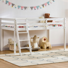(White) Sydney High Sleeper Bunk Bed with Storage Ladder