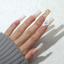 (Glue Type) Wear Nail Pieces  Nail Patches Flower Flash Diamond Ins French Long Square Wear Nails