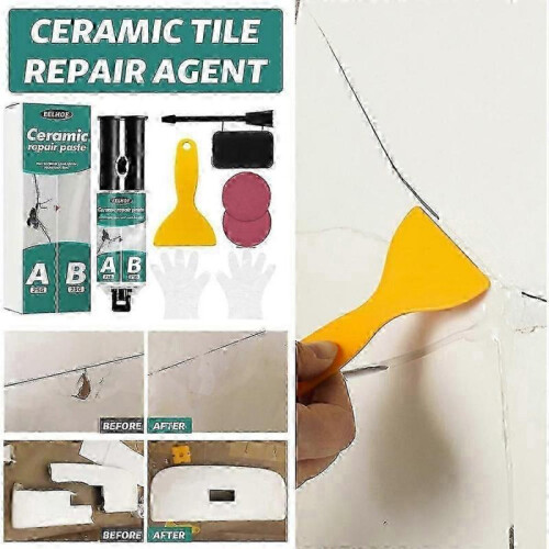 (beige) 1-2pcs Tile Repair Paste Kit Eco-friendly Strong Adhesion AB Glue Ceramic Repair Agent 2
