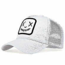 (White) Smiling Face Embroidery Baseball Cap Unisex Mesh Breathable Hip Hop Trucker Hat Adjustable Sunscreen Dad Hats For Women & Men
