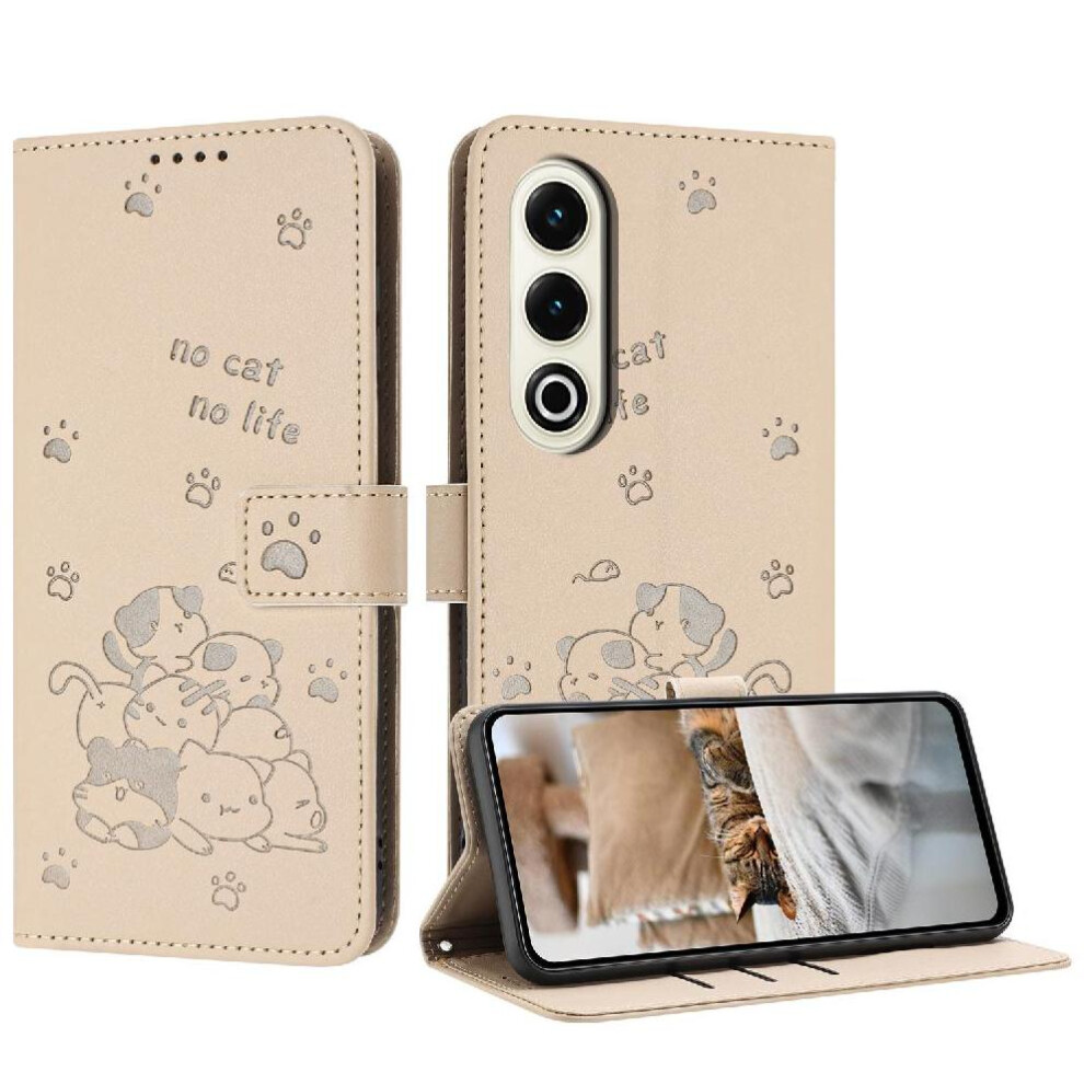 (Creamy ) Flip Case For Itel S25 Pu Leather Cute Cat Card Holder Kickstand Leather Wallet White 764563155002