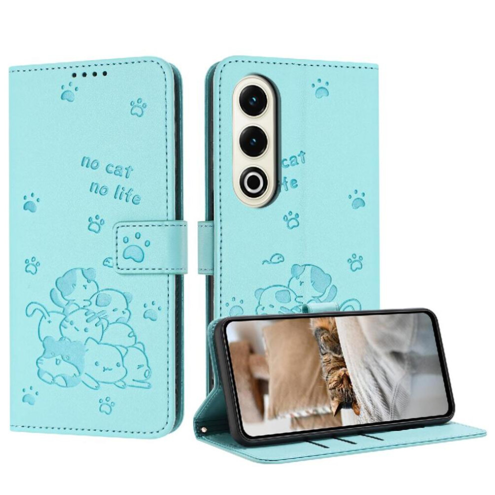 (Green) Flip Case For Itel S25 Pu Leather Cute Cat Card Holder Kickstand Leather Wallet Green 764563155026