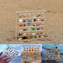 Acrylic Magnetic Seashell Display Box, 36/64 Grids Seashell Storage Box Display Case Decorative Seashell Starfish Trinket, Small Craft Organizers