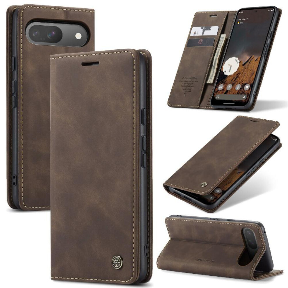 Photos - Case  Flip  for Google Pixel 10 Pro 5g Flip Folio Book Magnetic Closure Shockproof  Card Slot Kickstand Vintage Pu(Brown)