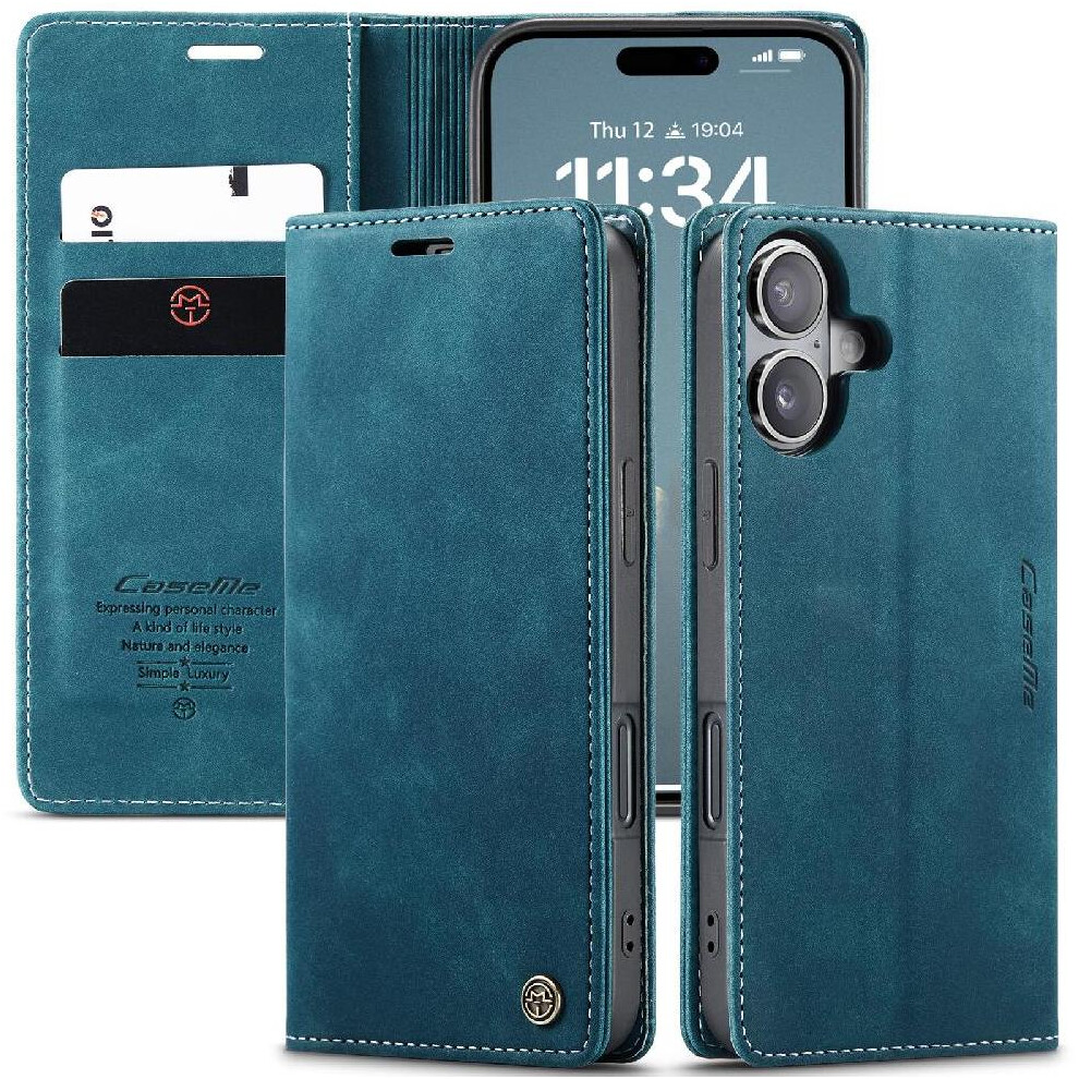 (Blue) Flip Case For Iphone 17 Case Card Slot Kickstand Vintage Pu Leather Wallet Flip Folio Book Magnetic Closure Shockproof Blue 764563156238