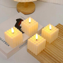 (Vertical Rubiks Cube) Pumpkin Battery Operated Candle, Flameless Pumpkin Shaped Candles