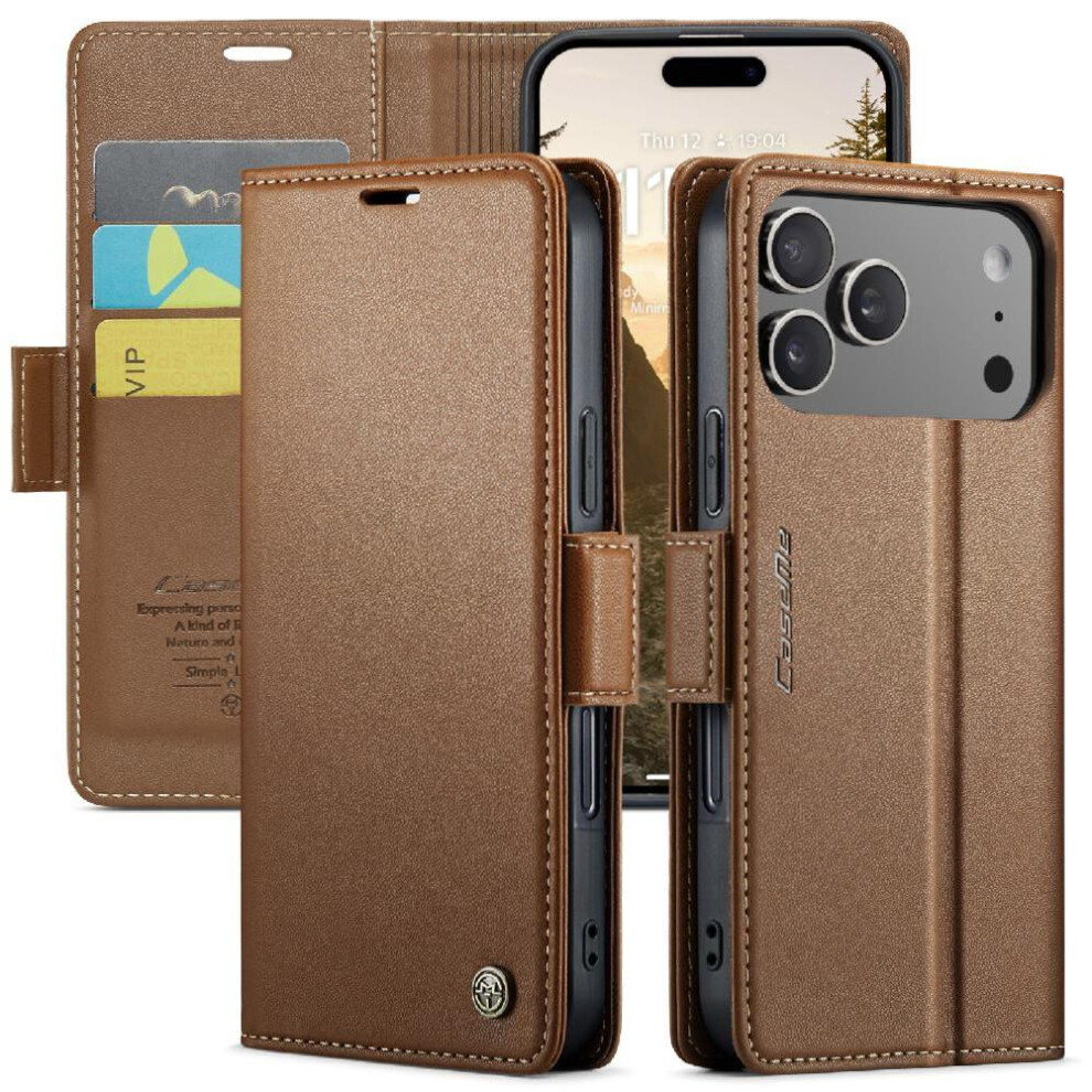 Photos - Case  me  for iphone 17 Pro Max Shockproof  Kickstand Wallet  Anti Fraud Card Slot(Brown)