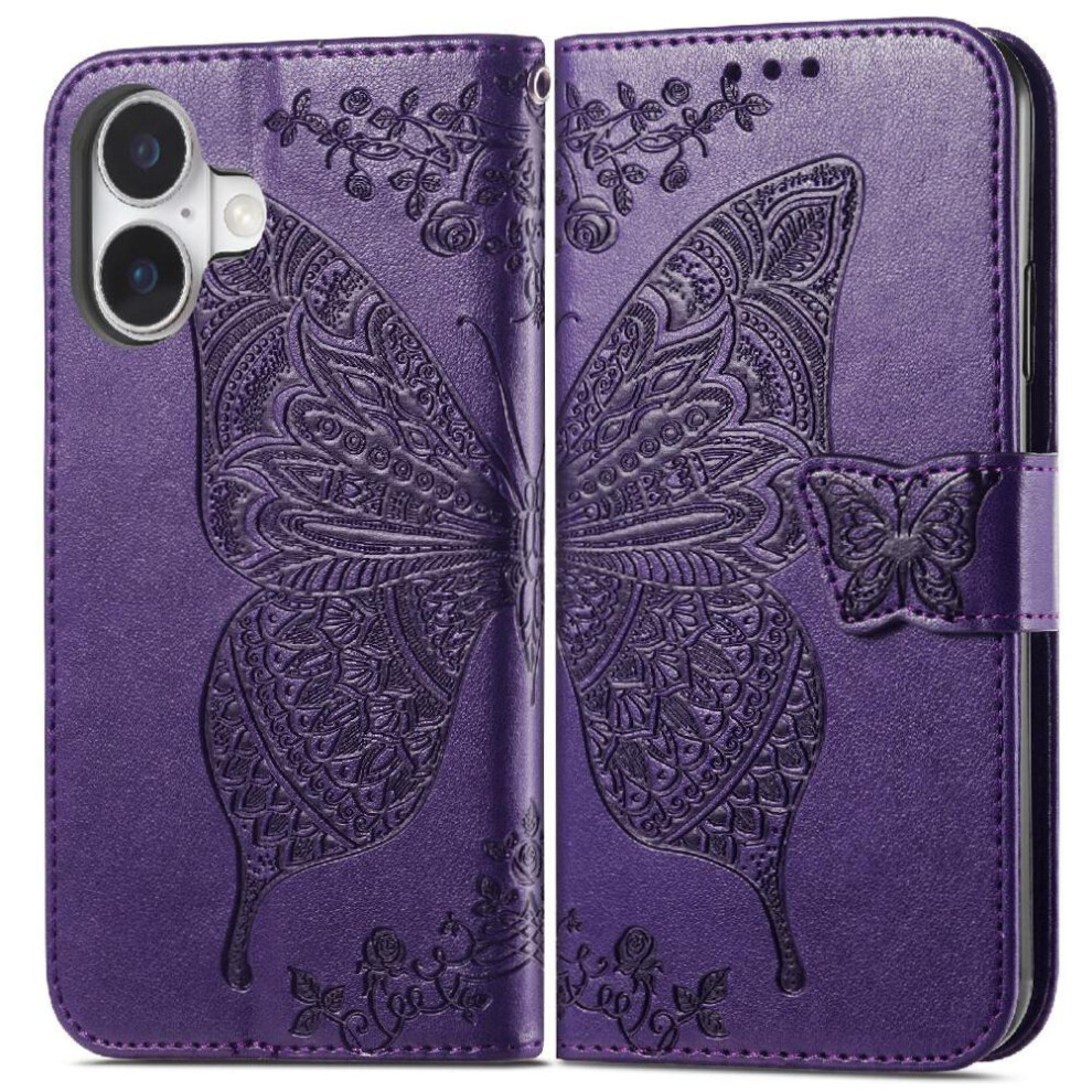 ( Violet) Case For Iphone 17 Butterfly Wallet Business Wing Multi-Color Dark 764563158287
