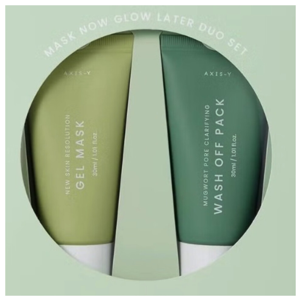 Axis-Y Mask Now Glow Later Duo Set| Mugwort Mask + Gel Mask Each for Pore Care, Hydration & Skin Brightening - 30ml
