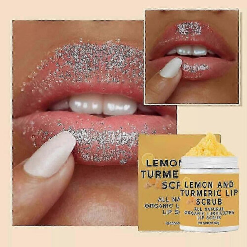 Natural Turmeric Lemon Lip Scrub for Dark Lips, Turmeric Lemon Lip