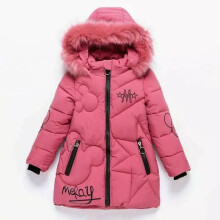 (Pink, 9-10 Years) Girls Thick Coats Kids Hooded Padded Thick Parka Long Fur Warm Jacket Winter