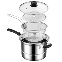 Pot With Basket Stainless Steel Pasta Pot With Strainer Basket, Steamer Pot With Lid For Kitchen
