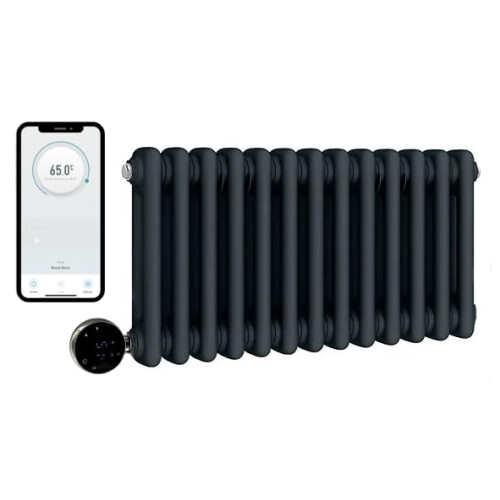 (300mm H x 416mm W, 2 Column) Wifi Electric Column Anthracite Traditional Radiator Smart 7 Day Programmable Timer App Compatibility