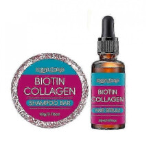 Biotin & Collagen Hair Serum + Biotin Shampoo Bar for Hair Growth, Hair Thickening & Strenthening, Repair & Nourish Scalp, Dry, Damaged Hair, Deep Cle