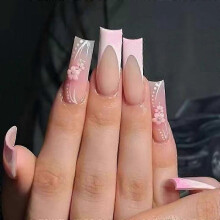 (Glue Type) Wear Nail French Flower In Europe And The United States Nail Film 24 Pieces Of Trade Fake Nails Removable