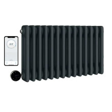 (300mm H x 605mm W, 3 Column) Wifi Electric Column Anthracite Traditional Radiator Smart 7 Day Programmable Timer App Compatibility