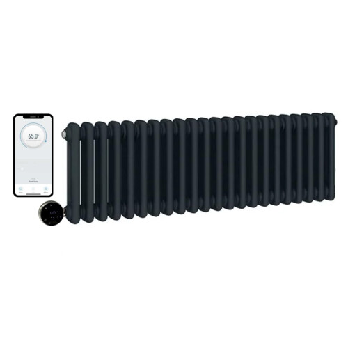 (300mm H x 830mm W, 2 Column) Wifi Electric Column Anthracite Traditional Radiator Smart 7 Day Programmable Timer App Compatibility