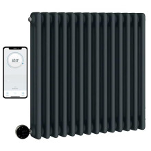 (600mm H x 425mm W, 3 Column) Wifi Electric Column Anthracite Traditional Radiator Smart 7 Day Programmable Timer App Compatibility