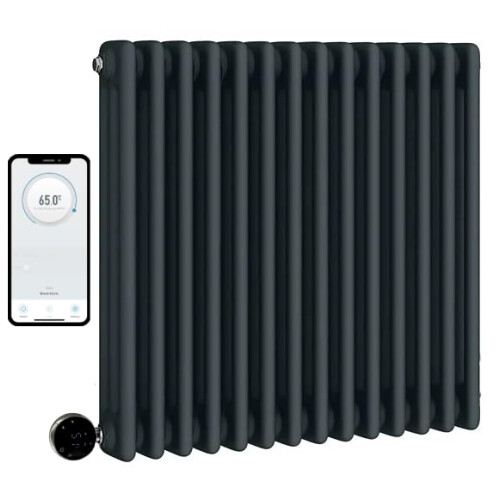(600mm H x 425mm W, 3 Column) Wifi Electric Column Anthracite Traditional Radiator Smart 7 Day Programmable Timer App Compatibility