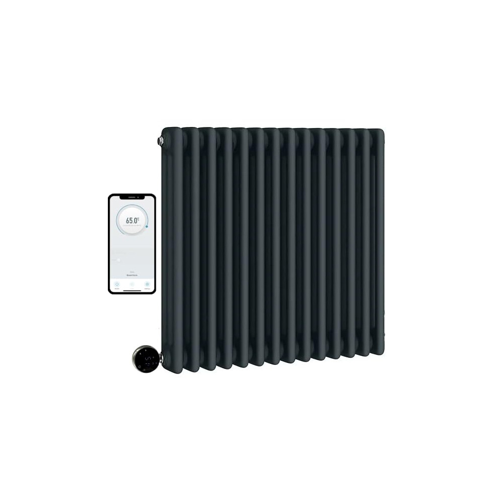 (600Mm H X 425Mm W, 3 Column) Wifi Electric Column Anthracite Traditional Radiator Smart 7 Day Programmable Timer App Compatibility 615625587777