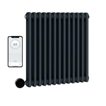 (600mm H x 592mm W, 2 Column) Wifi Electric Column Anthracite Traditional Radiator Smart 7 Day Programmable Timer App Compatibility