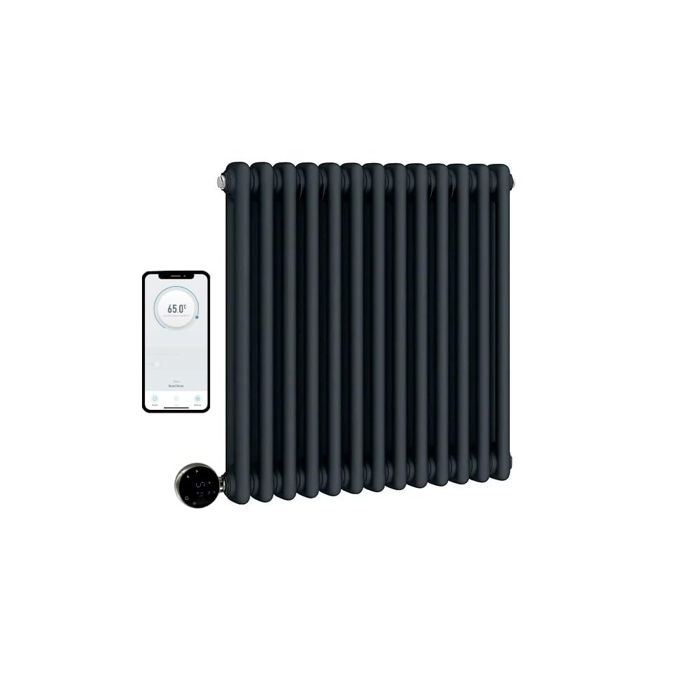 (600Mm H X 592Mm W, 2 Column) Wifi Electric Column Anthracite Traditional Radiator Smart 7 Day Programmable Timer App Compatibility 615625587722
