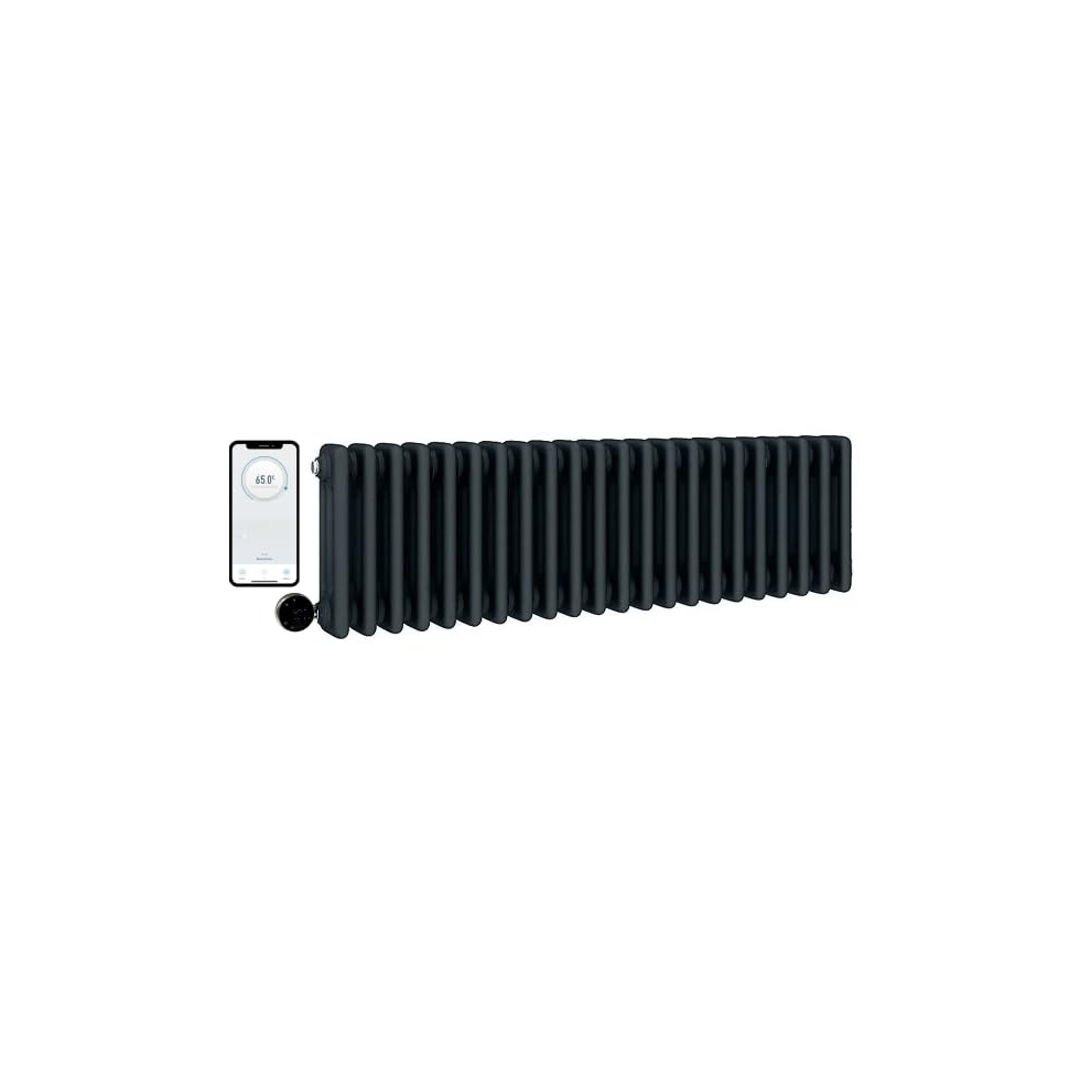 (300Mm H X 800Mm W, 3 Column) Wifi Electric Column Anthracite Traditional Radiator Smart 7 Day Programmable Timer App Compatibility 615625587753
