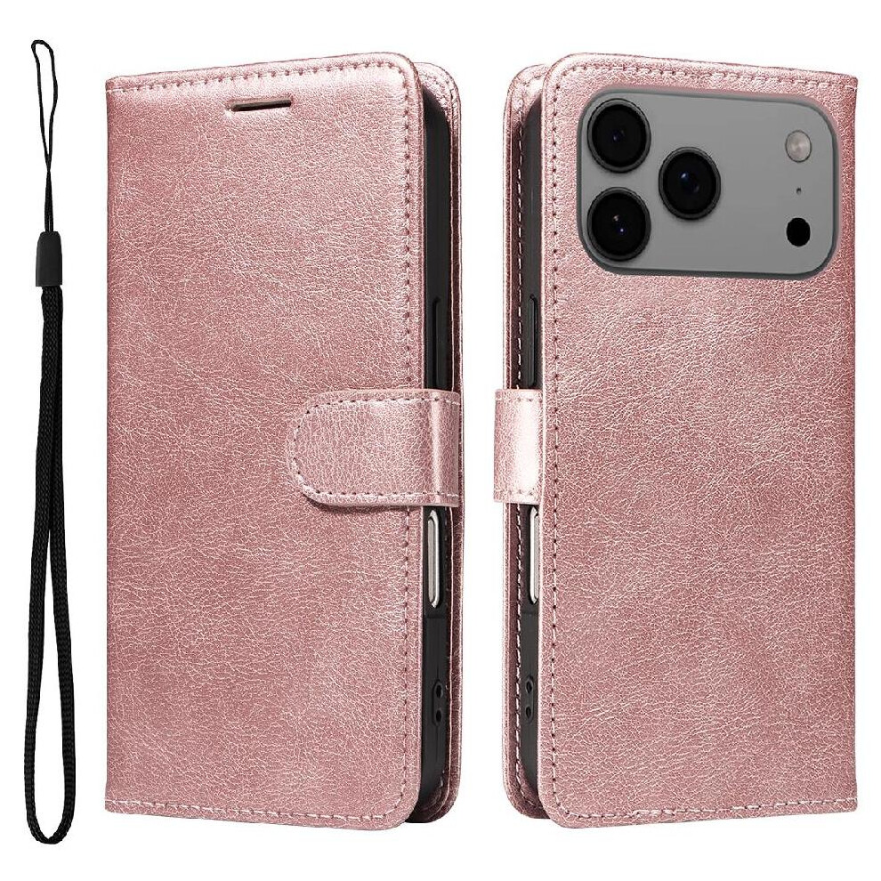 Photos - Case  Flip  for iphone 17 Pro Max with Card Slot Business Wallet Phone  Classic Solid Color High Quality Leather(Pink)