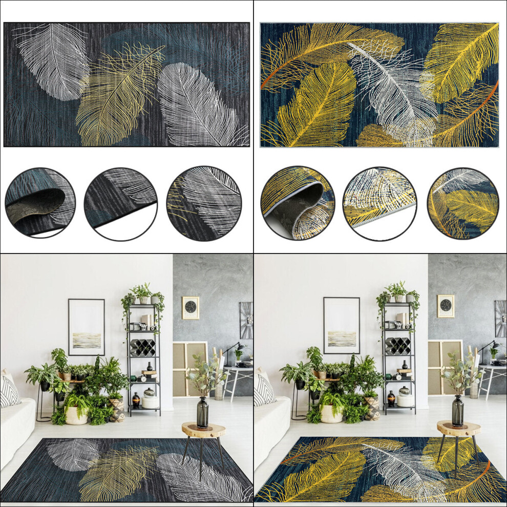 Photos - Area Rug GreenZech  Crystal Velvet Printed Carpet Nordic Geometric Living Room Carpet Bedroom Bedside Anti-slip Mat (Grey, 160*230cm)