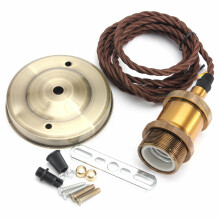 (Bright Bronze) 110V-220V 600W Vintage Lamp Holder Ceiling Canopy and Copper Socket with 2M Wire