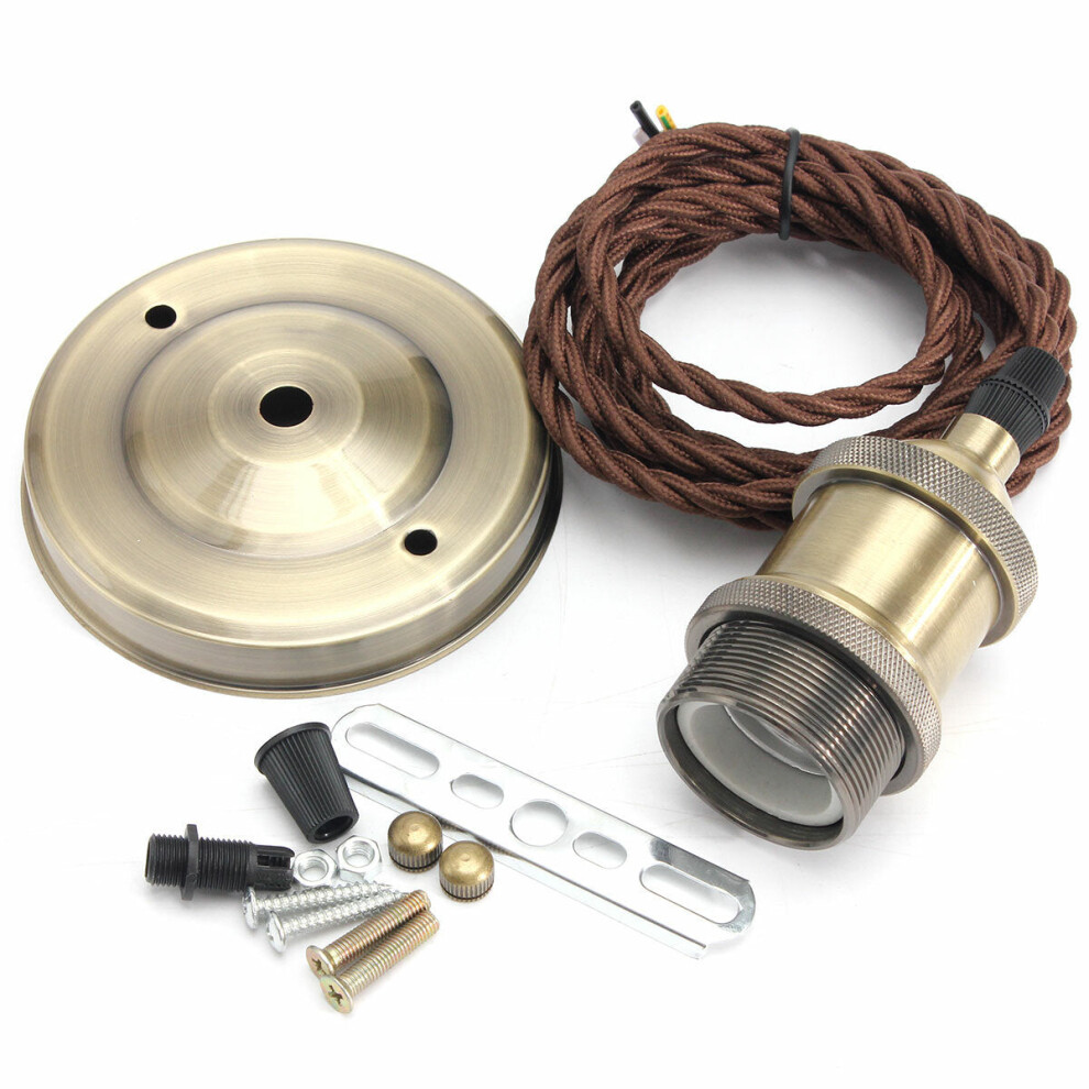 Photos - Cable (video, audio, USB) GreenZech  110V-220V 600W Vintage Lamp Holder Ceiling Canopy and Copper Socket with 2M Wire (Green Bronze)