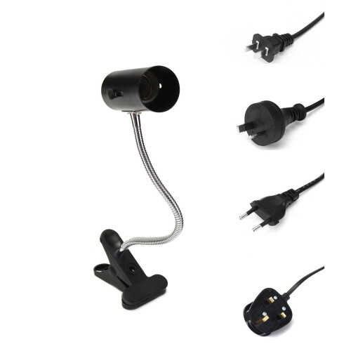 (AU Plug) E27 30CM Flexible Reptile LED Light Lamp Holder Bulb Adapter Socket with Clip On Switch AC110-220V 1