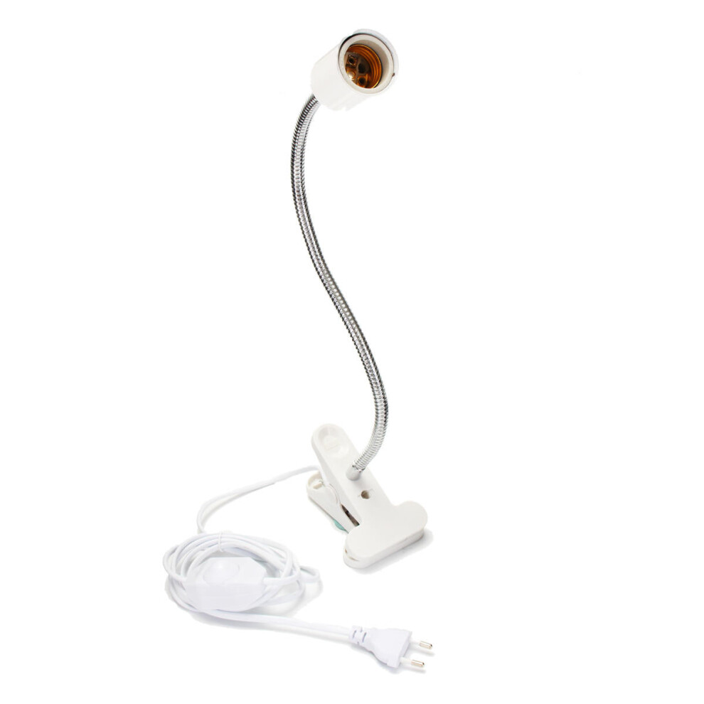 (, Us Plug) 40Cm E27 Flexible Pet Heat Bulb Adapter Lamp Holder Socket With Clip Dimming Switch Eu Us Plug White/Light 9495687529936