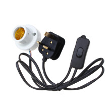 (UK Plug) E27 Straight Mouth Reptile Ceramic Heat Lampholder Bulb Adapter with Switch AC110-240V