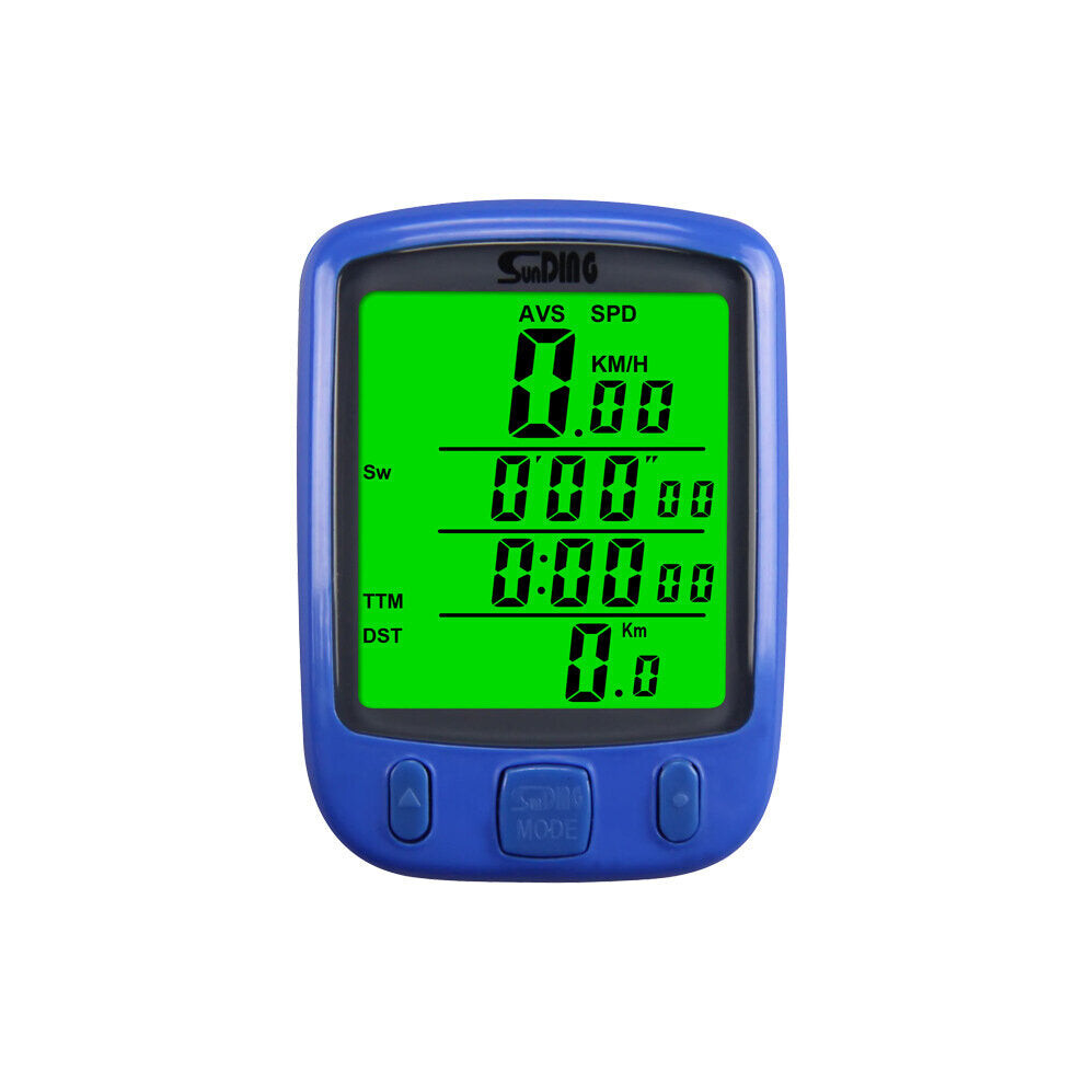 (Blue) Multifunctional Bicycle Computer Wired Odometer Stopwatch Waterproof Mini Digital Lcd Speedometer Tracker Blue 6112212729694