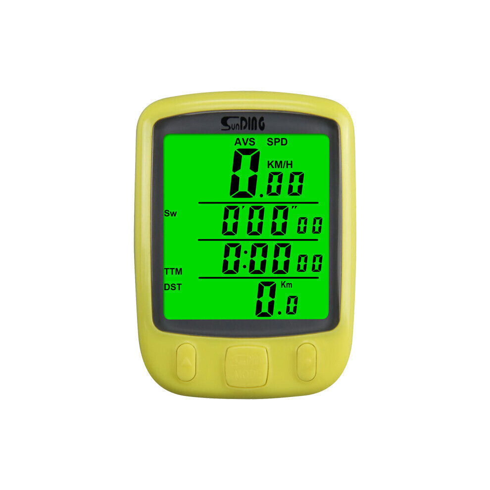 (Yellow) Multifunctional Bicycle Computer Wired Odometer Stopwatch Waterproof Mini Digital LCD Speedometer Tracker-image-OPC-PJFF55S-NEW