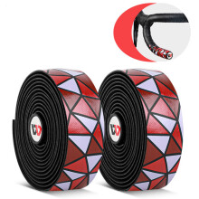 (Red) 2 Pcs Bike Handlebar Tapes PU Anti-slip Waterproof Handlebar Grip Wraps Adhesive Strap For Cycling Bicycle Mountain Bike
