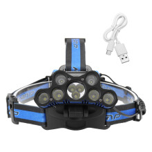 (without battery) 9xT6 LED Headlamp USB Rechargeable 6 Modes Bike Headlight 18650 Torch Lamp Outdoor Night Cycling Work Light