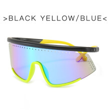 (Black Yellow/Blue) Sports Sunglasses Large Frame Colorful Film Cycling Ski Goggles Silicone Leg Goggles Camping Hiking Cycling Glasses