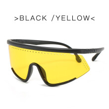 (Black / Yellow) Sports Sunglasses Large Frame Colorful Film Cycling Ski Goggles Silicone Leg Goggles Camping Hiking Cycling Glasses