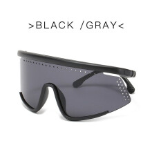(Black / Grey) Sports Sunglasses Large Frame Colorful Film Cycling Ski Goggles Silicone Leg Goggles Camping Hiking Cycling Glasses