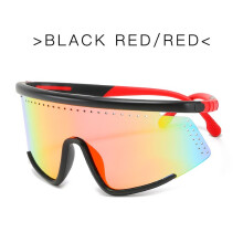 (Black Red/Red) Sports Sunglasses Large Frame Colorful Film Cycling Ski Goggles Silicone Leg Goggles Camping Hiking Cycling Glasses