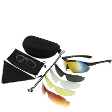 (Balck Frame) Outdoor Sport Hiking Eyewear Camping Hunting Tactical Goggles Cycling Glasses Fishing Sunglasses With 5 Lenses