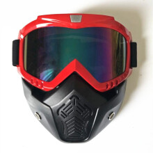 (Red) Motorcycle Helmet Face Mask Windproof Shield Goggles Detachable