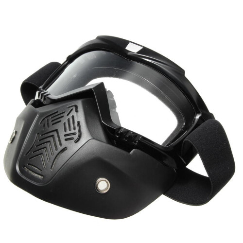 (Red) Motorcycle Helmet Face Mask Windproof Shield Goggles Detachable 1