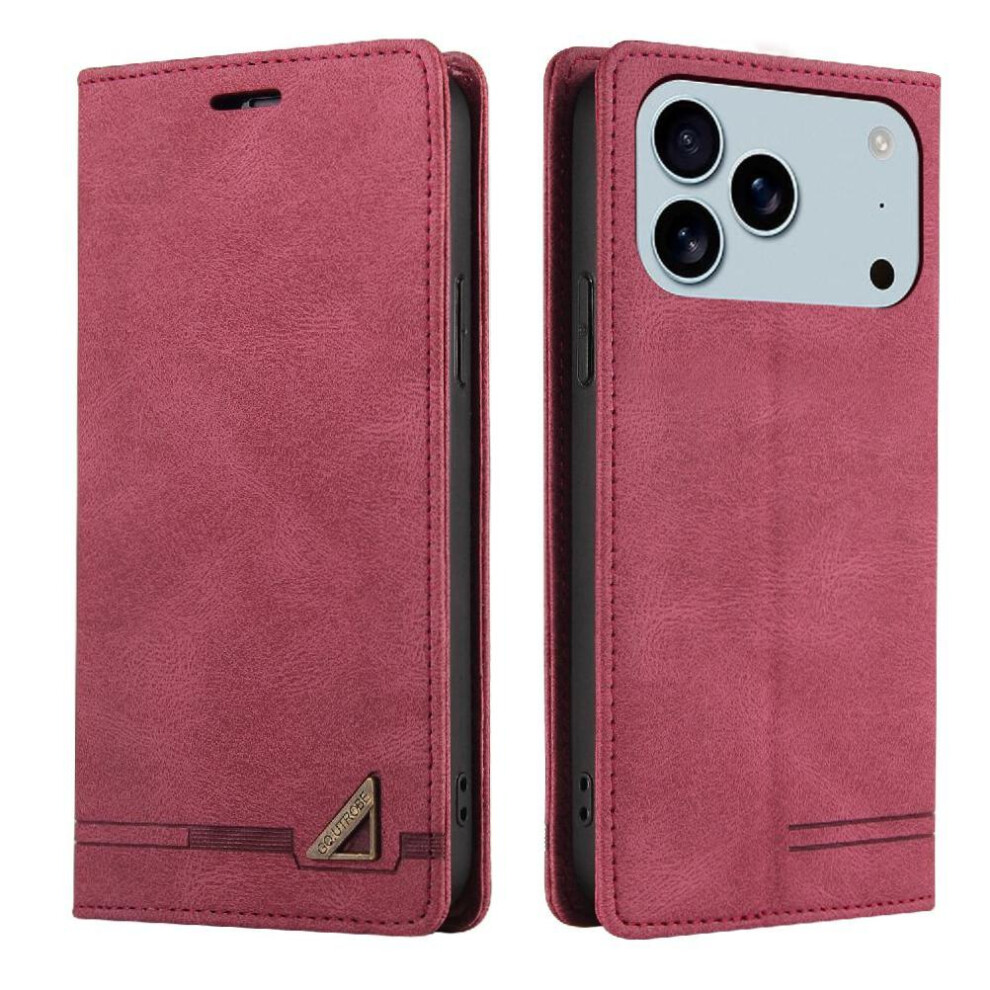 (Red) Case For Iphone 17 Pro Max Kickstand Premium Leather Premium Leather Two Card Slots Red 764563163007